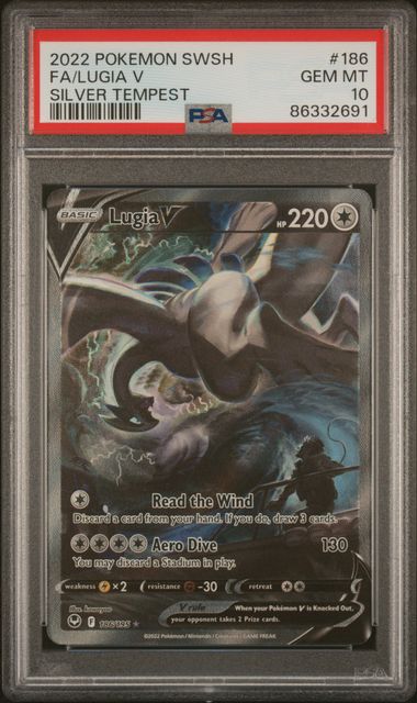 2022 POKEMON SWORD & SHIELD SILVER TEMPEST #186 FA/LUGIA V SILVER TEMPEST