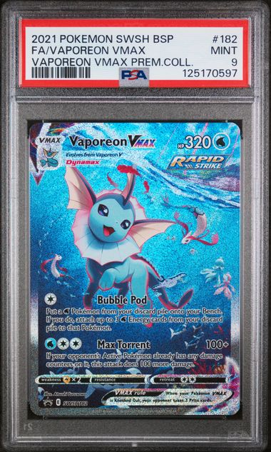 2021 POKEMON SWSH BLACK STAR PROMO #182 FA/VAPOREON VMAX VAPOREON VMAX PREM.COLL.