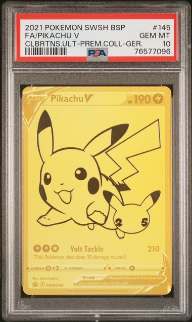 2021 POKEMON SWSH BLACK STAR PROMO #145 FA/PIKACHU V CLBRTNS.ULT-PREM.COLL-GER.
