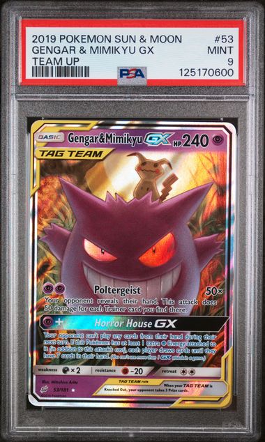 2019 POKEMON SUN & MOON TEAM UP #53 GENGAR & MIMIKYU GX TEAM UP